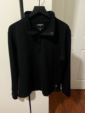 Todd Snyder Black Long-Sleeve Snap Polo Portuguese Terry